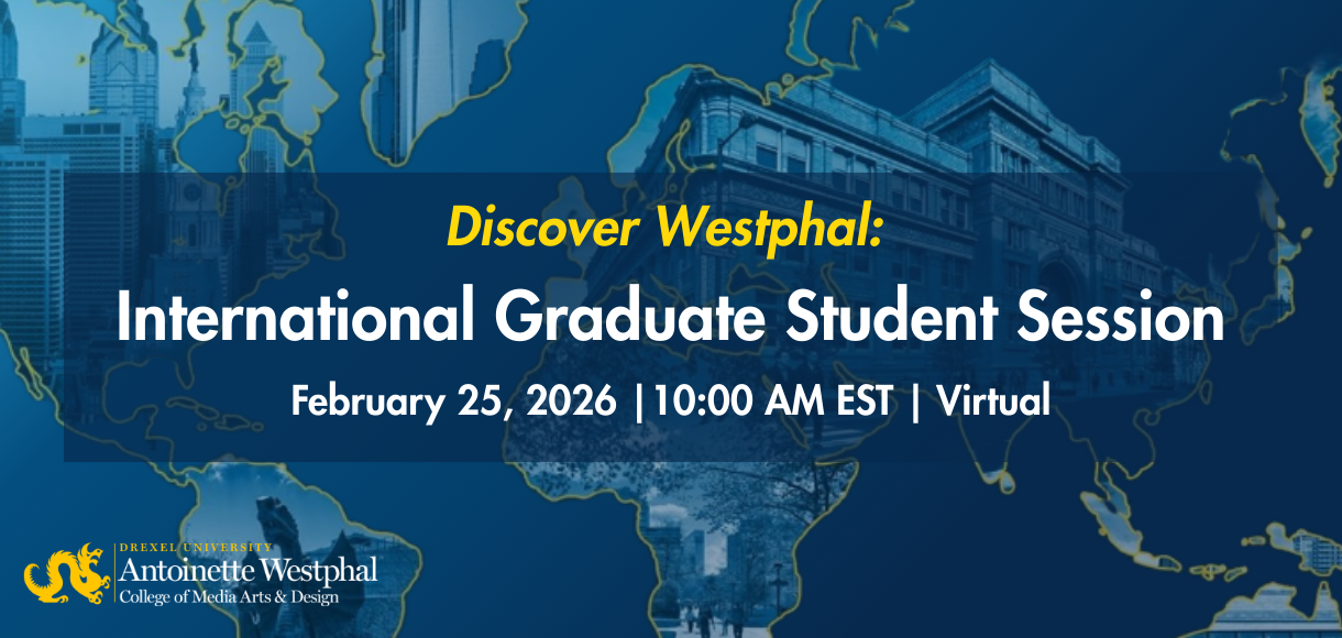 International grad student session invitation on blue map of the world background